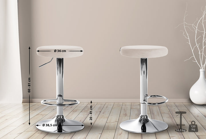 2er-Set Barhocker 109 Samt Creme - Bild 2