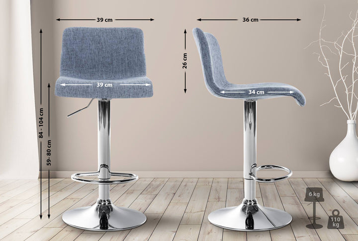 Barhocker 105 Stoff Blau - Bild 2