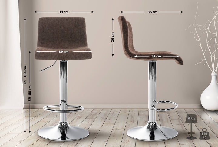 Barhocker 105 Stoff Braun - Bild 2