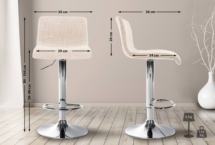 Barhocker 105 Stoff Creme - Bild 2