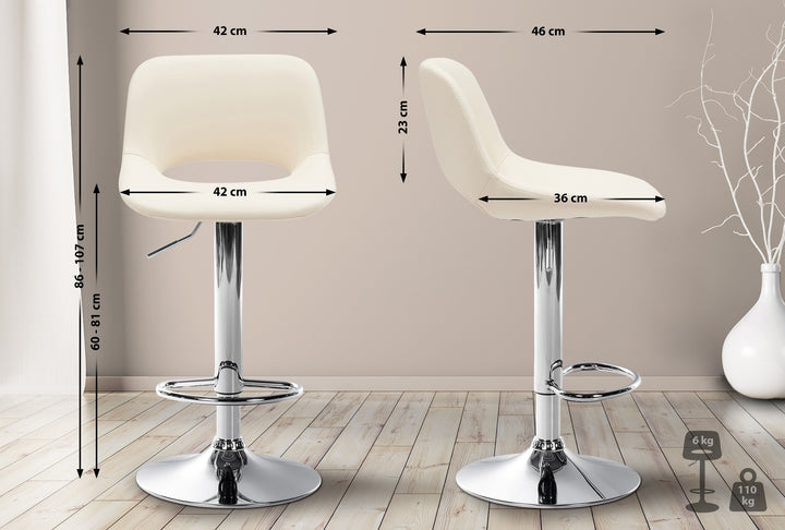 2er-Set Barhocker 106 Kunstleder Creme - Bild 2