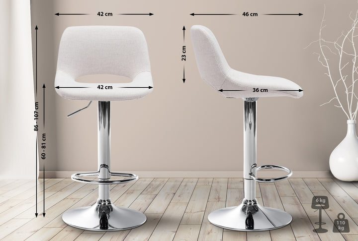 2er-Set Barhocker 106 Stoff Creme - Bild 2