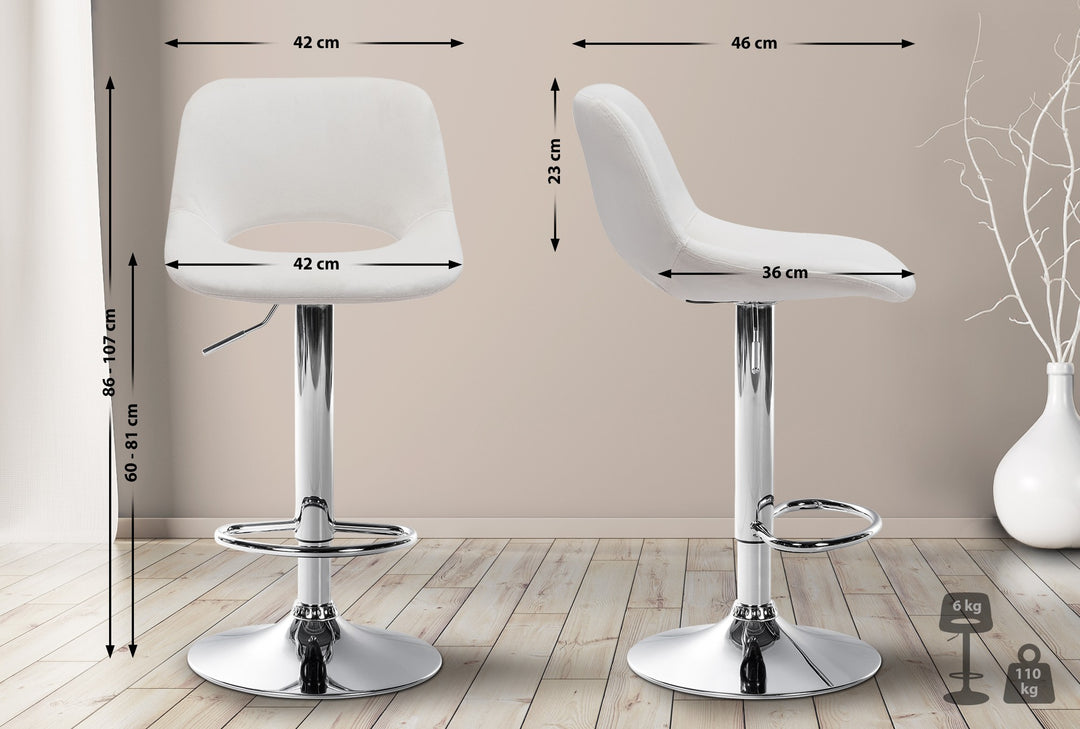 2er-Set Barhocker 106 Samt Creme - Bild 2