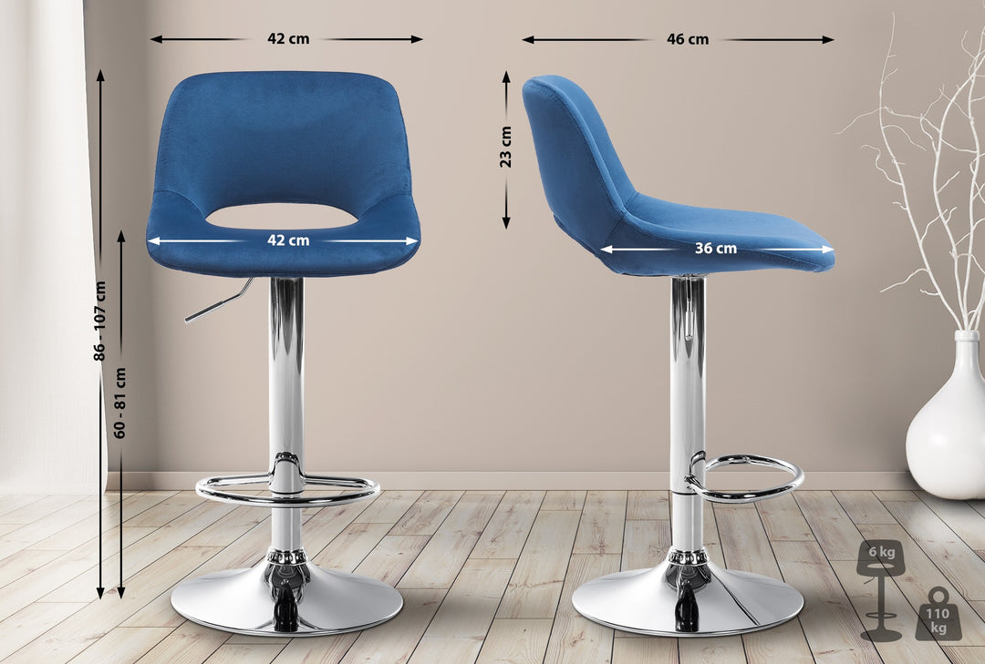 2er-Set Barhocker 106 Samt Blau - Bild 2