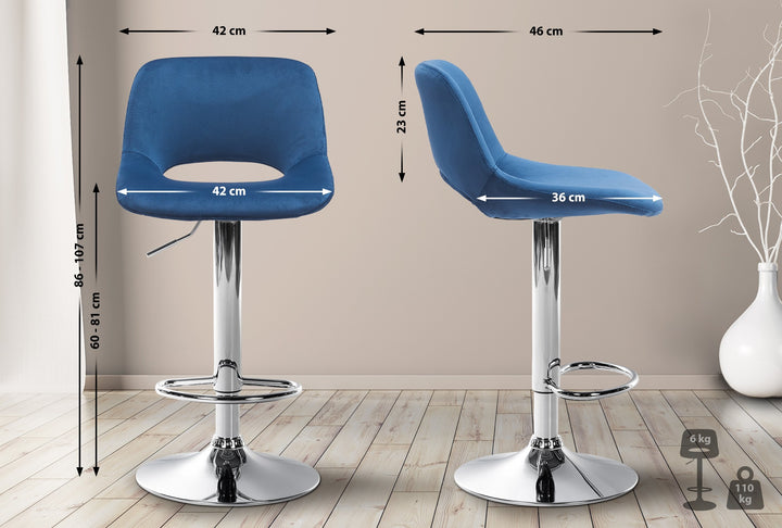 2er-Set Barhocker 106 Samt Blau - Bild 2