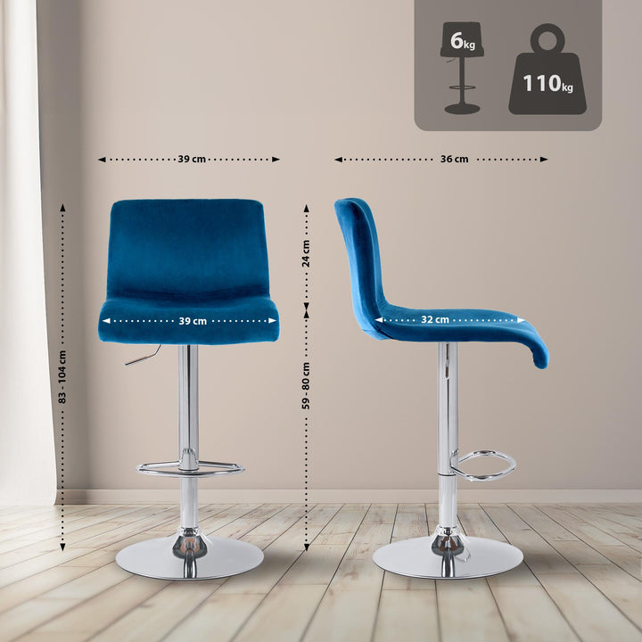 Barhocker 105 Samt Blau - Bild 2
