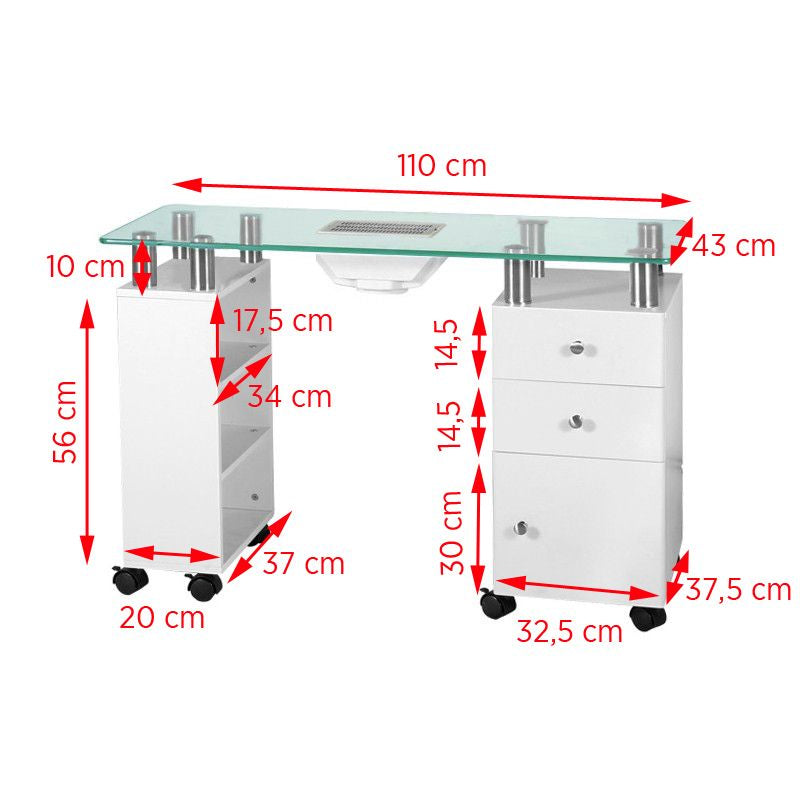 Manikürtisch mit Absaugung 013B Weiß 2