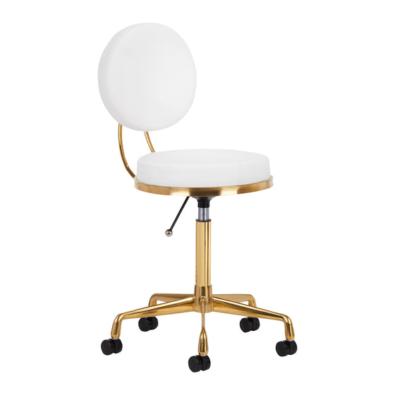 Rollhocker Höhenverstellbar mit Lehne H5 Gold Weiß