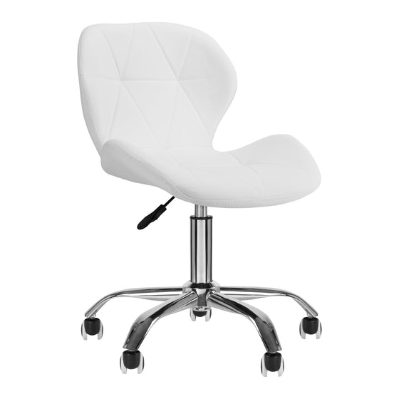 Rollhocker Höhenverstellbar mit Lehne QS-06 Weiß
